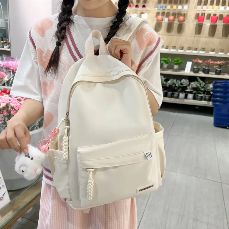 URBAN FOREST Nylon Backpack Unisex Pink/Yellow/Blue/Red/Black/White-20