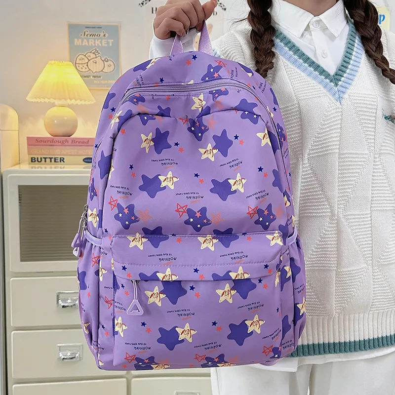 URBAN FOREST Nylon Backpack Unisex Purple/Khaki/Blue/Pink-1