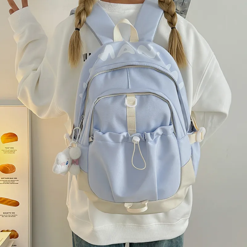 URBAN FOREST Nylon Backpack Unisex Yellow/Blue/Pink/Black/White-15