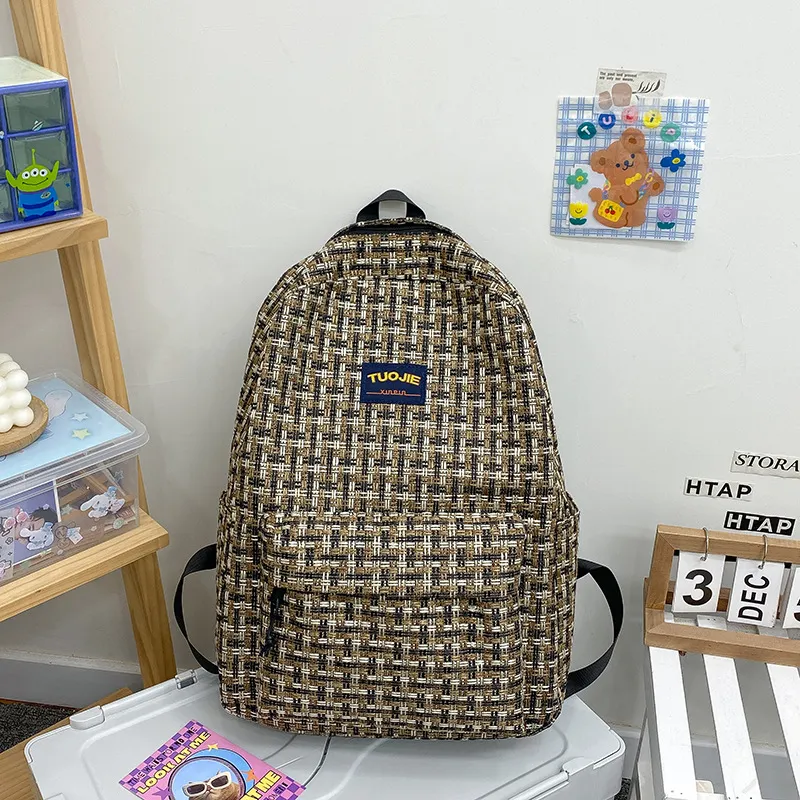 URBAN FOREST Nylon Backpack Unisex Ecru/Red/Dark Brown/Blue-10