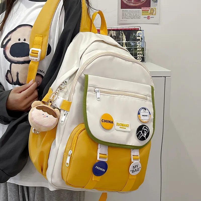 URBAN FOREST Nylon Backpack Regular Unisex Black/Yellow/Khaki/Blue/Brown-4