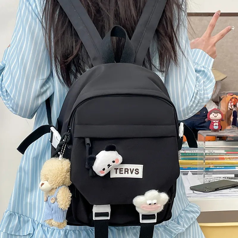 URBAN FOREST Nylon Backpack Unisex White/Black/Yellow/Green/Blue/Pink-10
