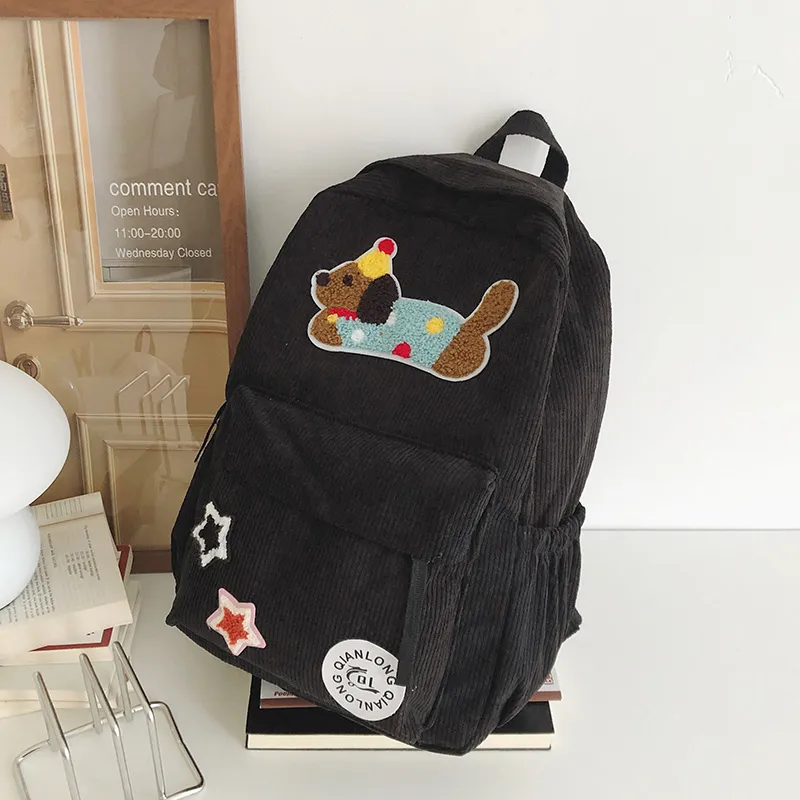 URBAN FOREST Corduroy Backpack Women's White/Black/Dark Brown/Sky Blue-7