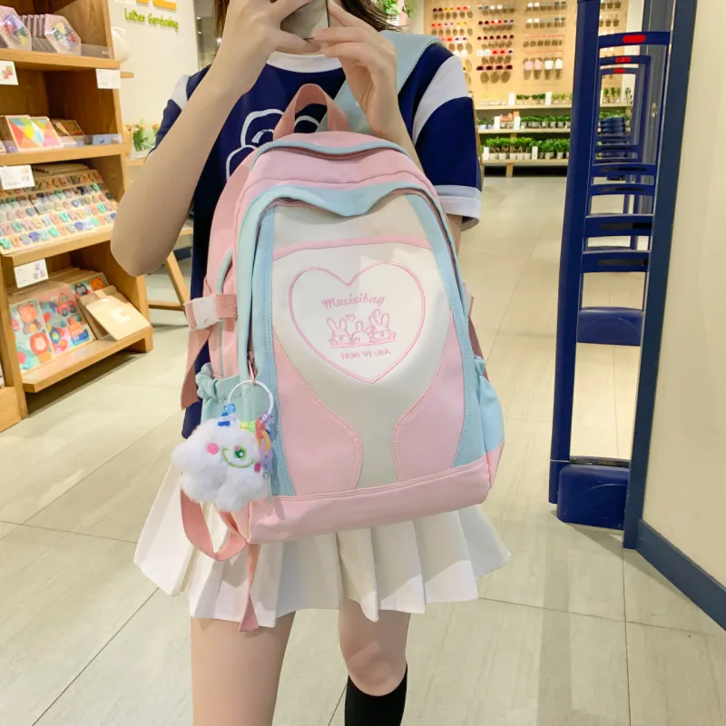 URBAN FOREST Nylon Backpack Unisex Purple/Pink/Black/Blue/Green-9