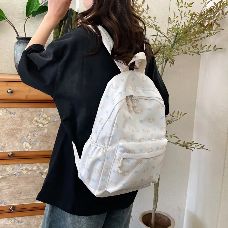 URBAN FOREST Nylon Backpack Unisex White/Pink/Yellow/Blue-1