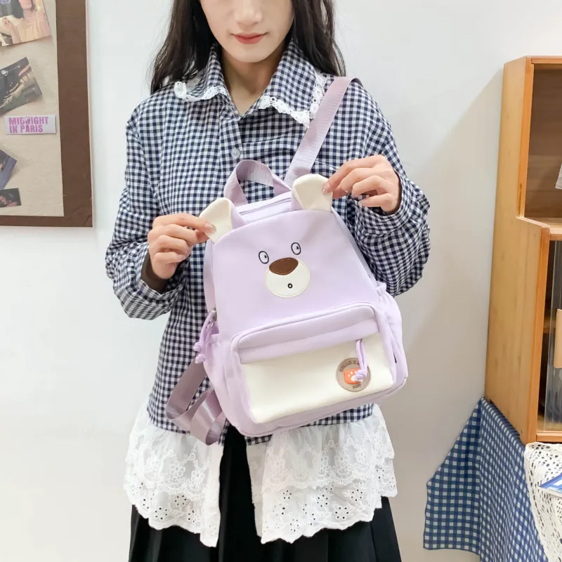 URBAN FOREST Nylon Backpack Regular Unisex Purple/Brown/Khaki/Blue/Pink/Black-2