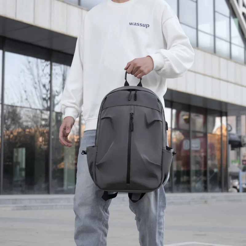 URBAN FOREST Nylon Backpack Unisex Dark Gray, Black-4