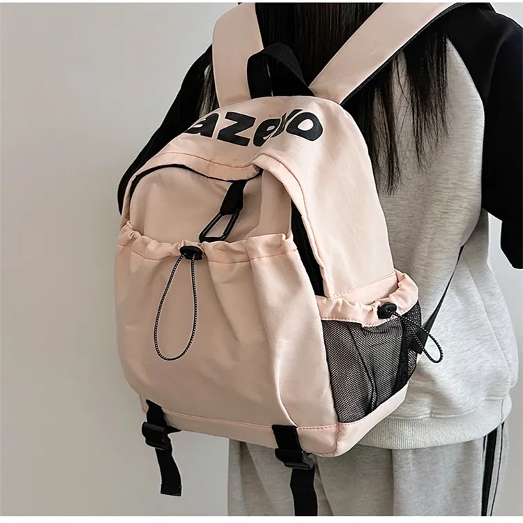 URBAN FOREST Nylon Backpack Unisex Gray/Black/Orange/Pink-16