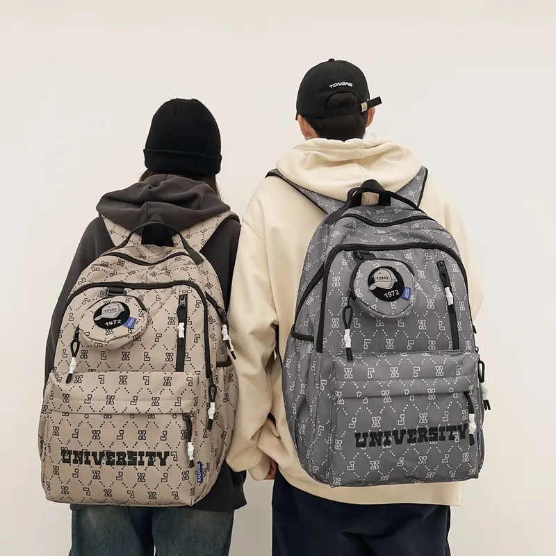 URBAN FOREST Nylon Backpack Unisex White/Gray/Black/Blue/Coffee-26