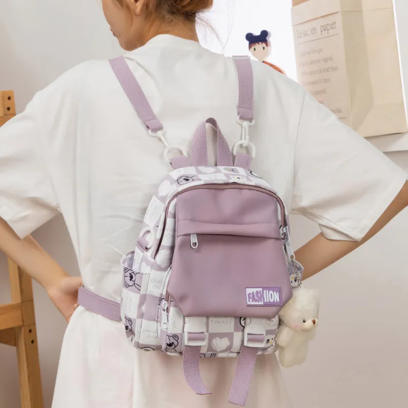 URBAN FOREST Nylon Backpack Unisex Black/Purple/Orange/Green/Blue/Pink-10