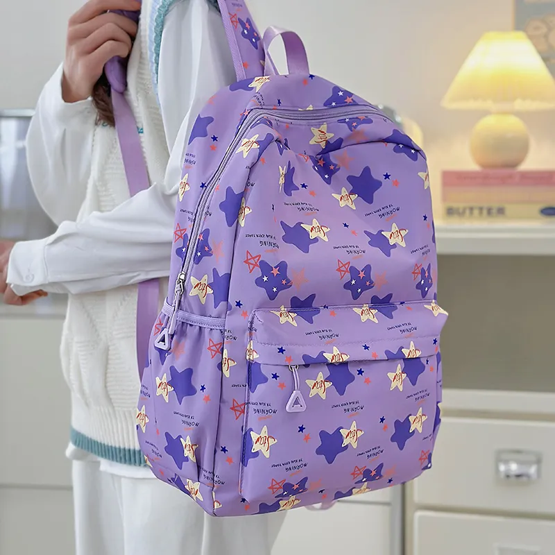 URBAN FOREST Nylon Backpack Unisex Purple/Khaki/Blue/Pink-3