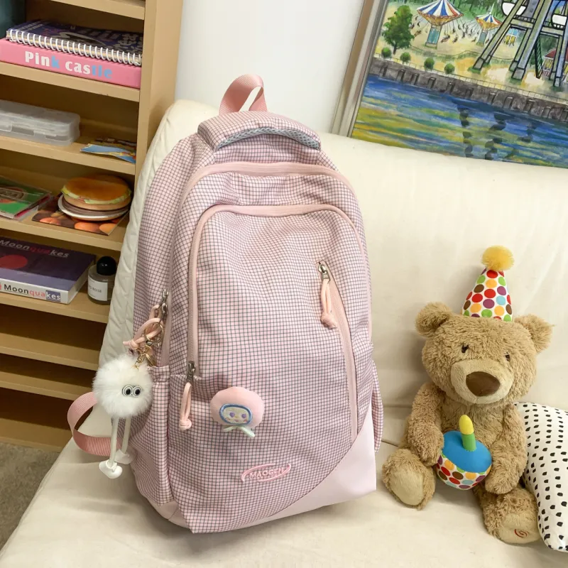 URBAN FOREST Nylon Backpack Regular Unisex Black/Pink/Green/Blue-6