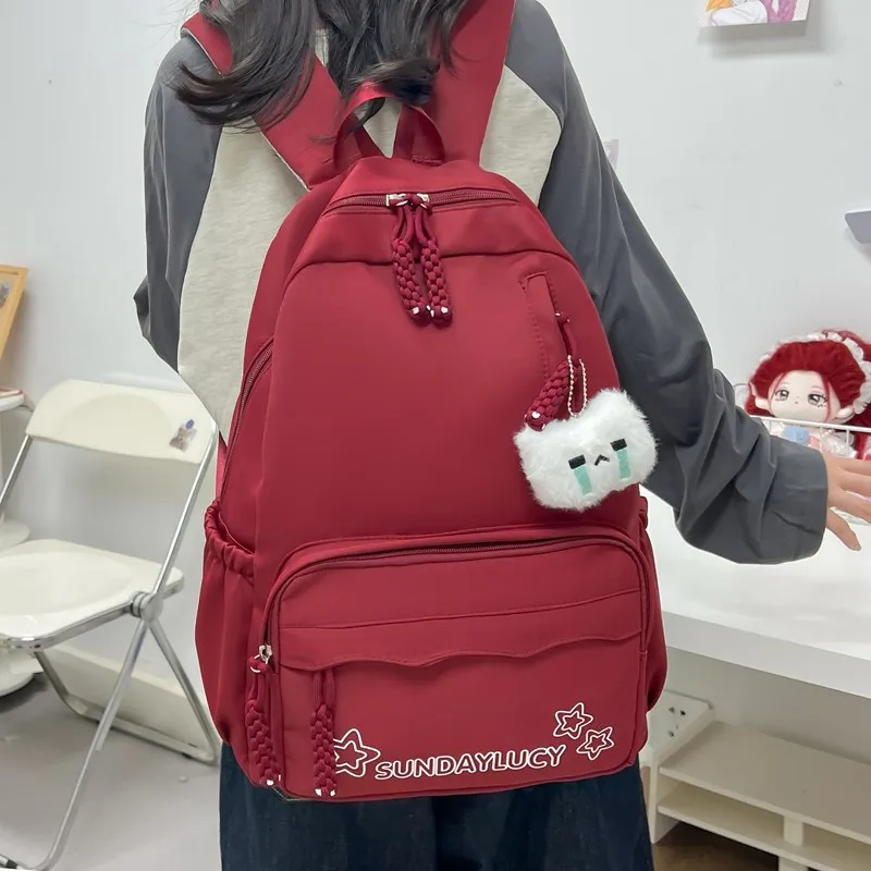 URBAN FOREST Composite Cloth Backpack Unisex Red/Yellow/Green/Blue/Pink/Black-1