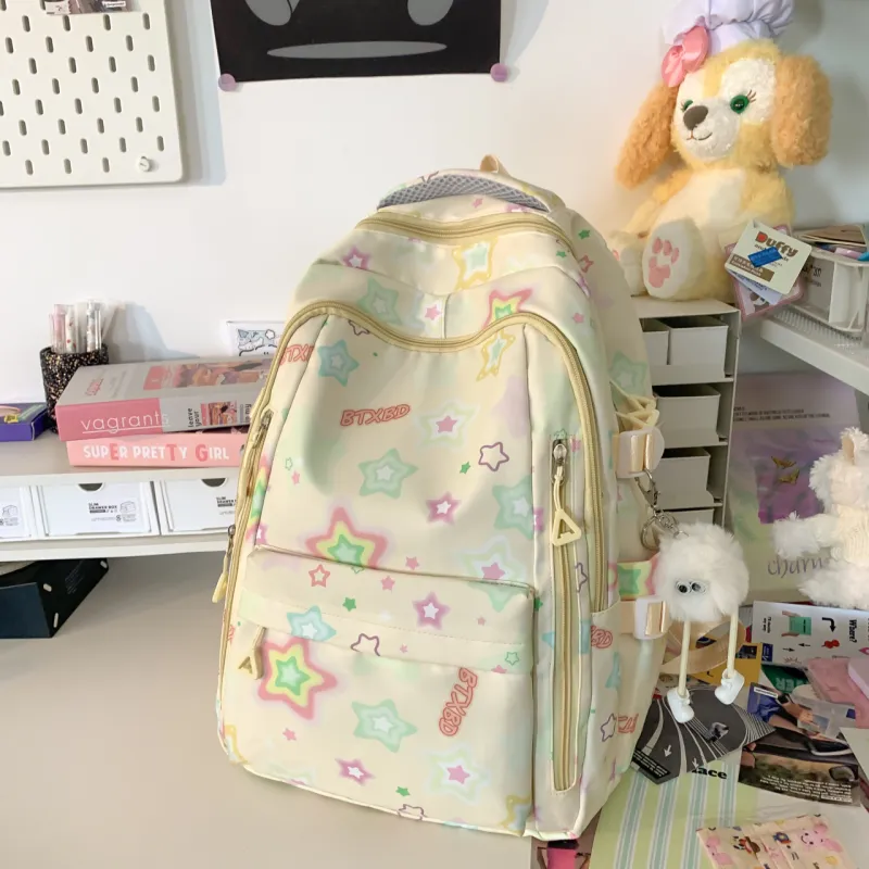 URBAN FOREST Nylon Backpack Regular Unisex Black/Yellow/Pink/White-6