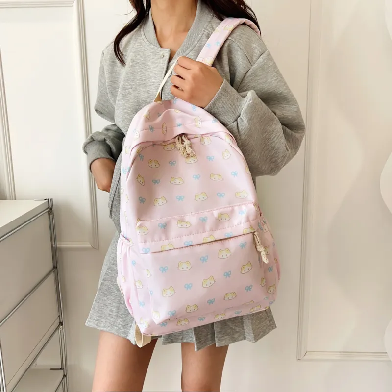 URBAN FOREST Nylon Backpack Unisex White/Pink/Yellow/Blue-9