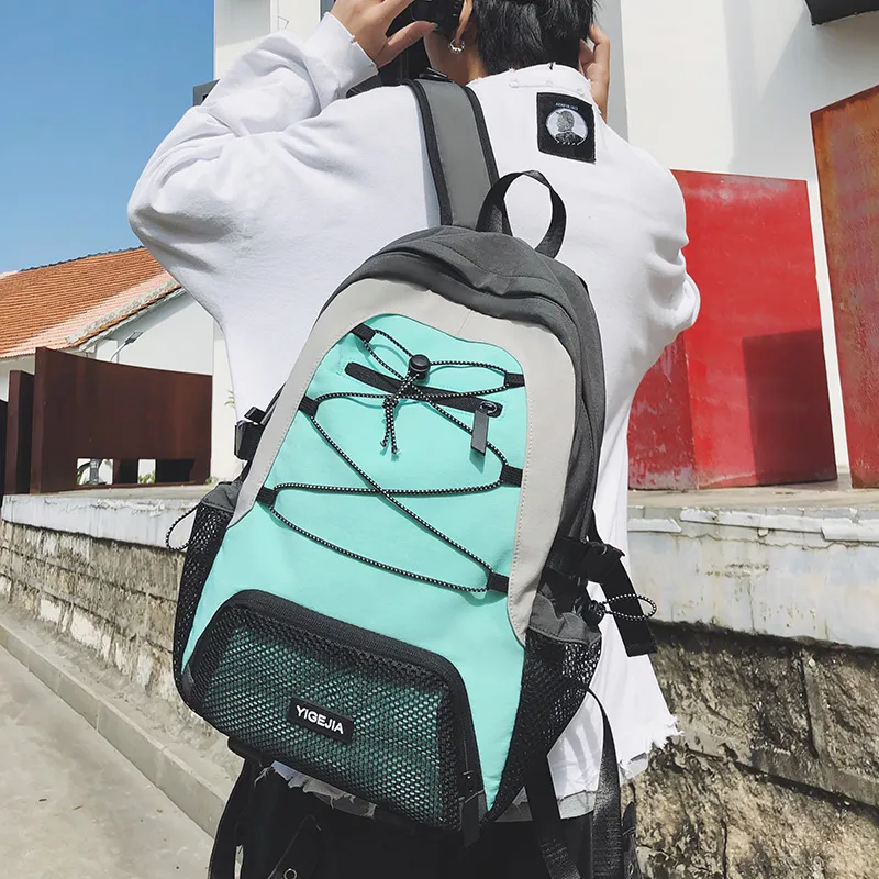 URBAN FOREST Nylon Backpack Unisex Light Green/Violet/Black/Ecru-3