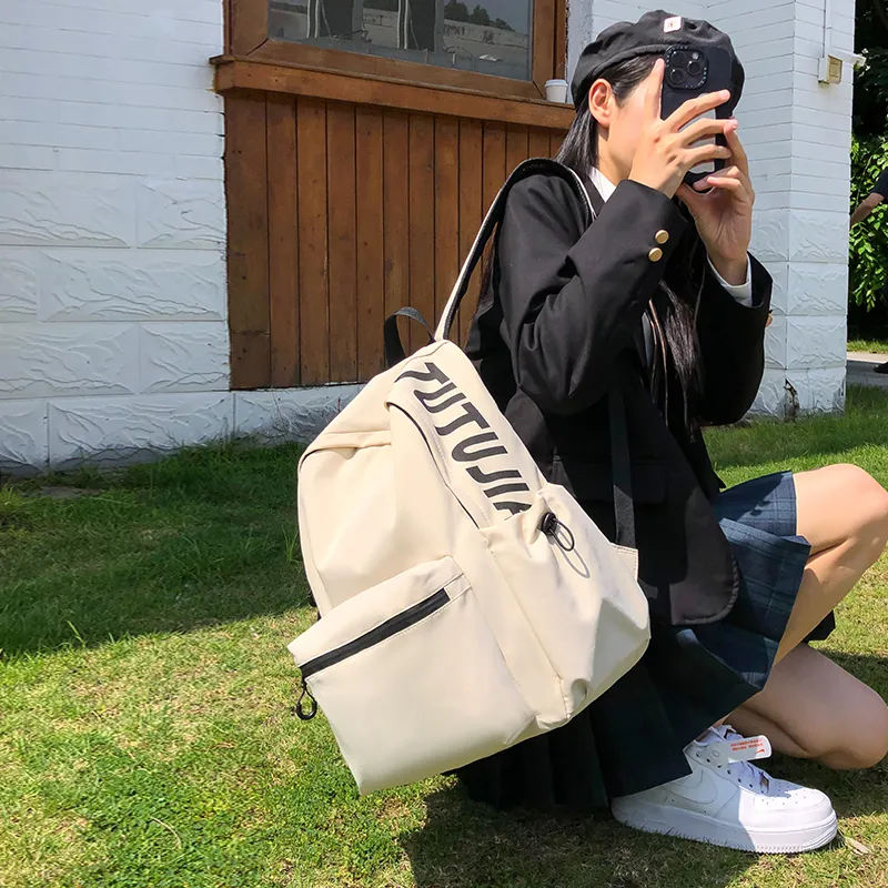 URBAN FOREST Nylon Backpack Unisex White/Black/Blue/Pink-3