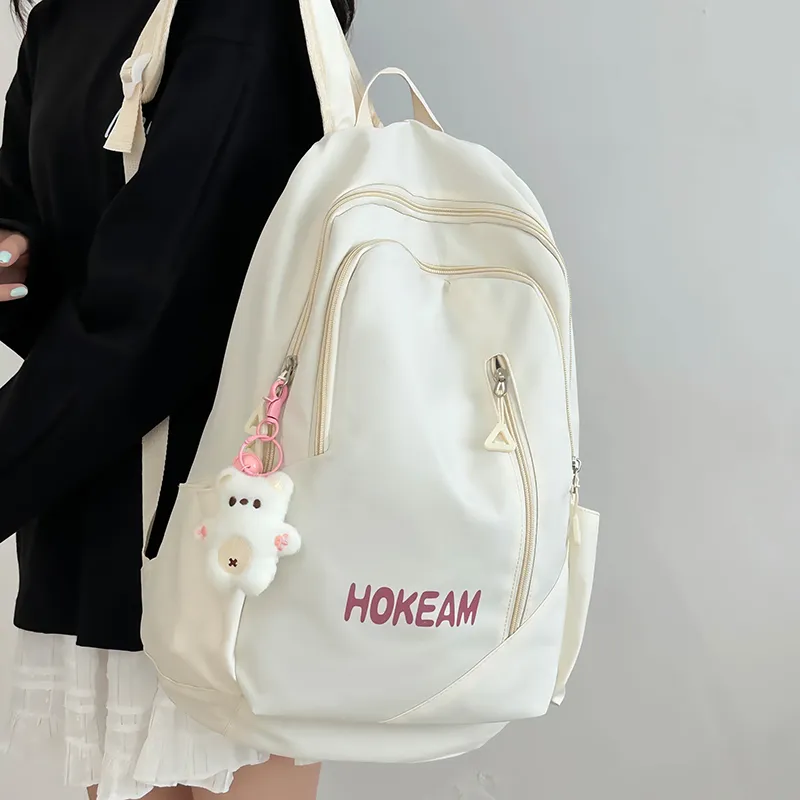 URBAN FOREST Nylon Backpack Unisex Light Green/Pink/Yellow/Black/White-25