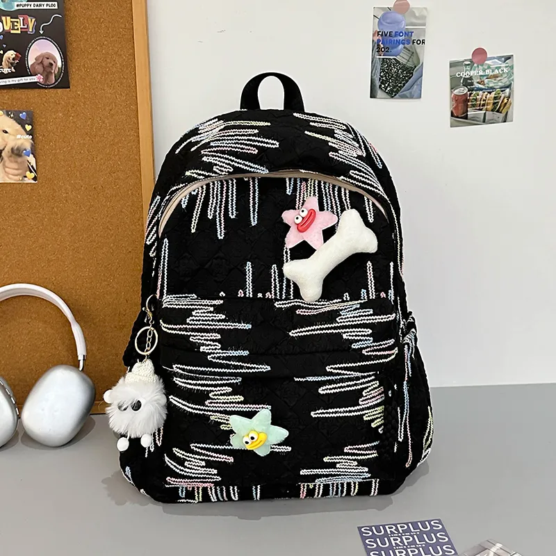 URBAN FOREST Nylon Backpack Regular Unisex Ecru/Black/Violet/Pink-6