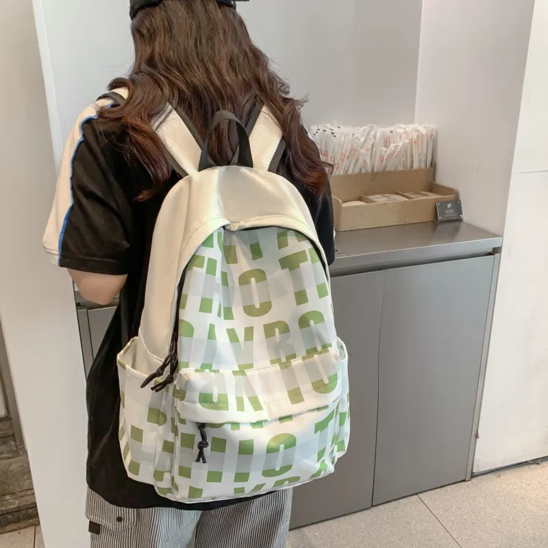 URBAN FOREST Nylon Backpack Unisex Red/Pink Green/Blue-10
