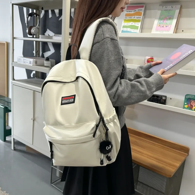 URBAN FOREST Nylon Backpack Unisex White/Gray/Black/Green/Blue/Pink-3