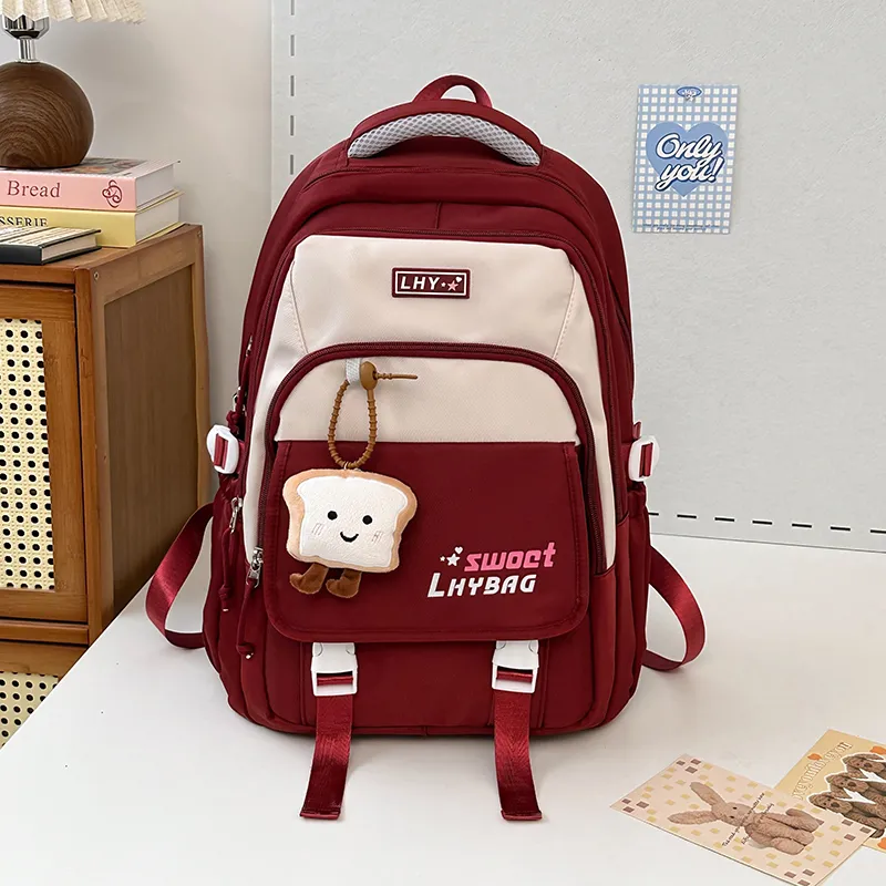 URBAN FOREST Nylon Backpack Women's Black/Burgundy/Purple/Khaki/Light Blue/Dark Blue-3