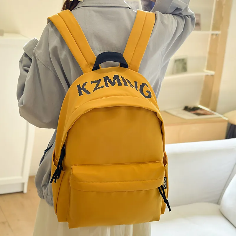 URBAN FOREST Nylon Backpack Unisex Black/Red/Yellow/Navy Blue-13