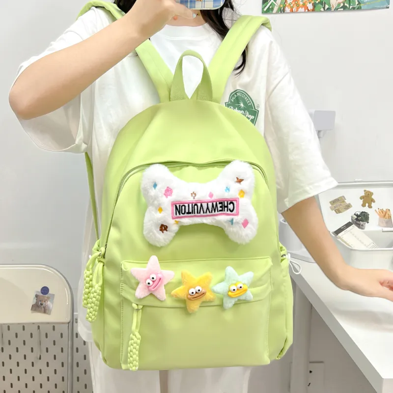 URBAN FOREST Composite Cloth Backpack Unisex Yellow/Pink/Black/Green/White-18