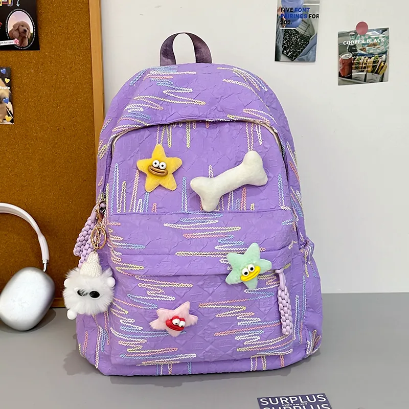 URBAN FOREST Nylon Backpack Regular Unisex Ecru/Black/Violet/Pink-9