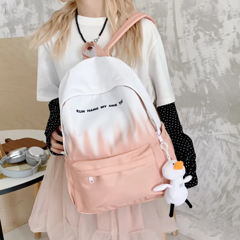 URBAN FOREST Nylon Backpack Unisex Pink/Green/Blue-7