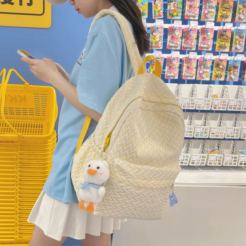 URBAN FOREST Nylon Backpack Unisex Yellow/Light Green/Light Blue/Pink/Silver-4