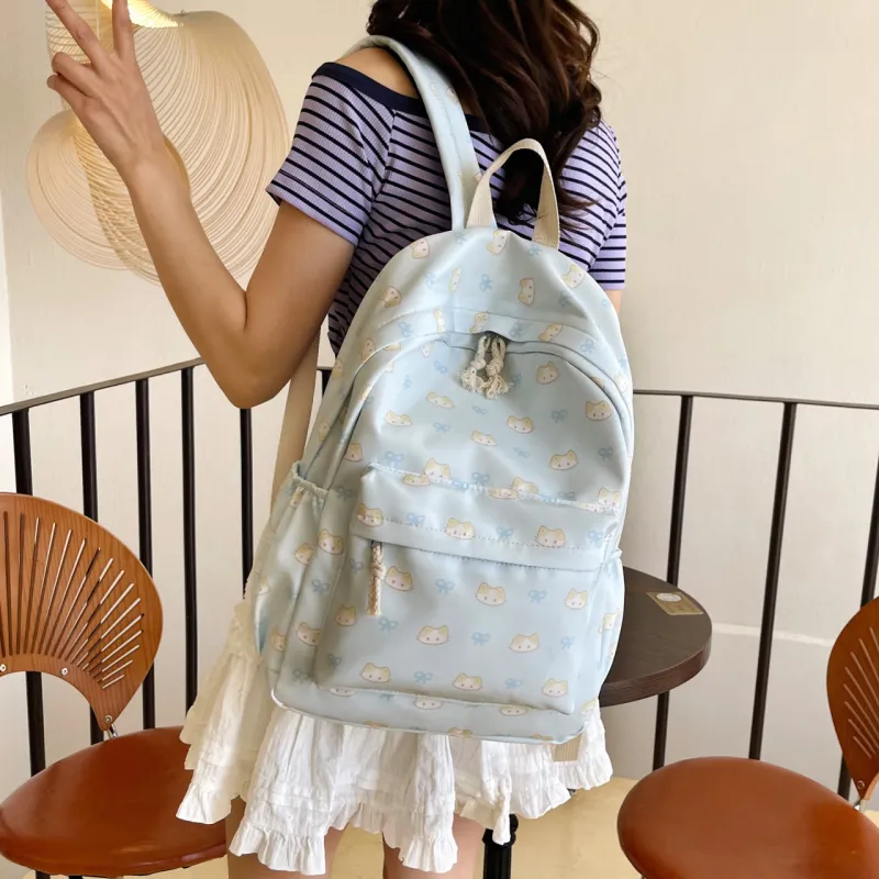 URBAN FOREST Nylon Backpack Unisex White/Pink/Yellow/Blue-15