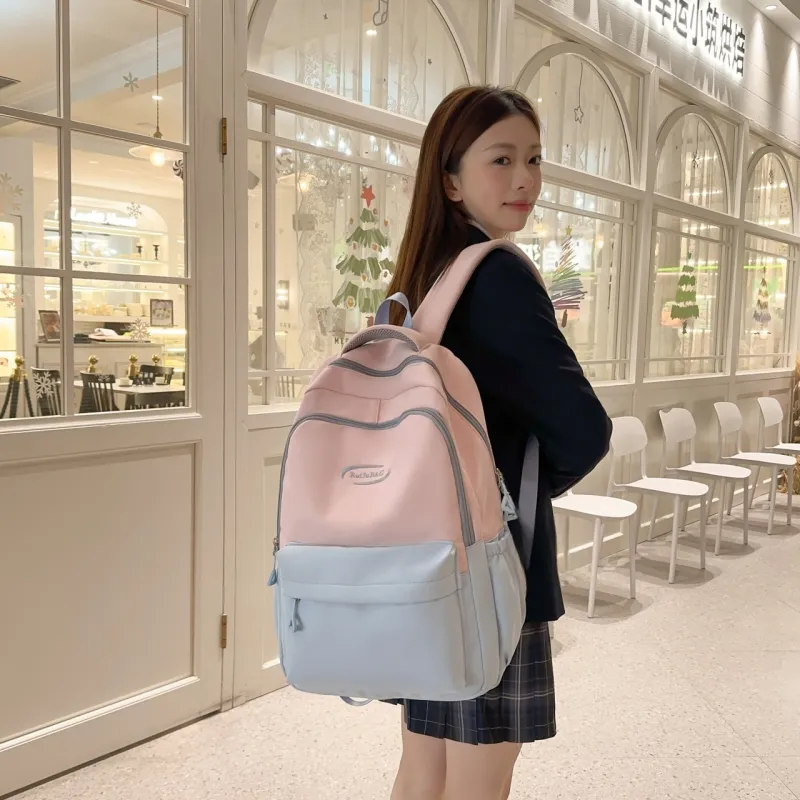 URBAN FOREST Nylon Backpack Unisex Pink/Orange/Yellow/Khaki/White-1