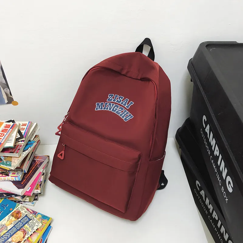 URBAN FOREST Nylon Backpack Unisex White/Black/Burgundy-9