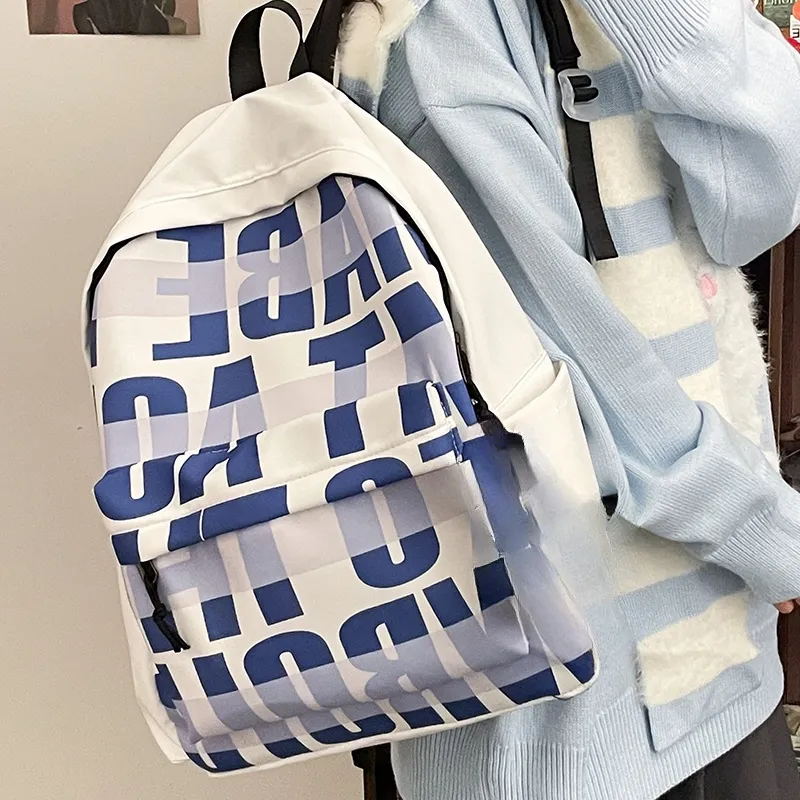 URBAN FOREST Nylon Backpack Unisex Light Blue/Dark Blue/Green/Black-11