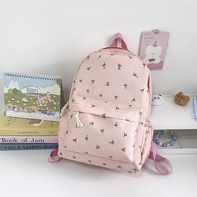 URBAN FOREST Nylon Backpack Unisex Ecru/Black/Pink/Sky Blue-17