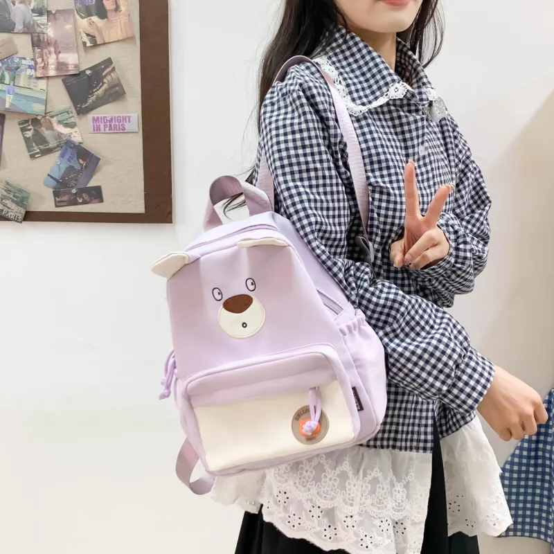 URBAN FOREST Nylon Backpack Regular Unisex Purple/Brown/Khaki/Blue/Pink/Black-3
