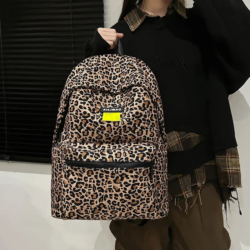 URBAN FOREST Nylon Backpack Unisex Light Brown/White-5