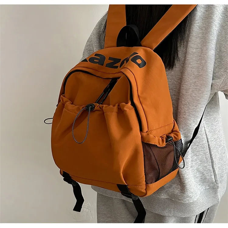 URBAN FOREST Nylon Backpack Unisex Gray/Black/Orange/Pink-11