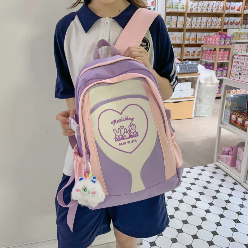 URBAN FOREST Nylon Backpack Unisex Purple/Pink/Black/Blue/Green-4