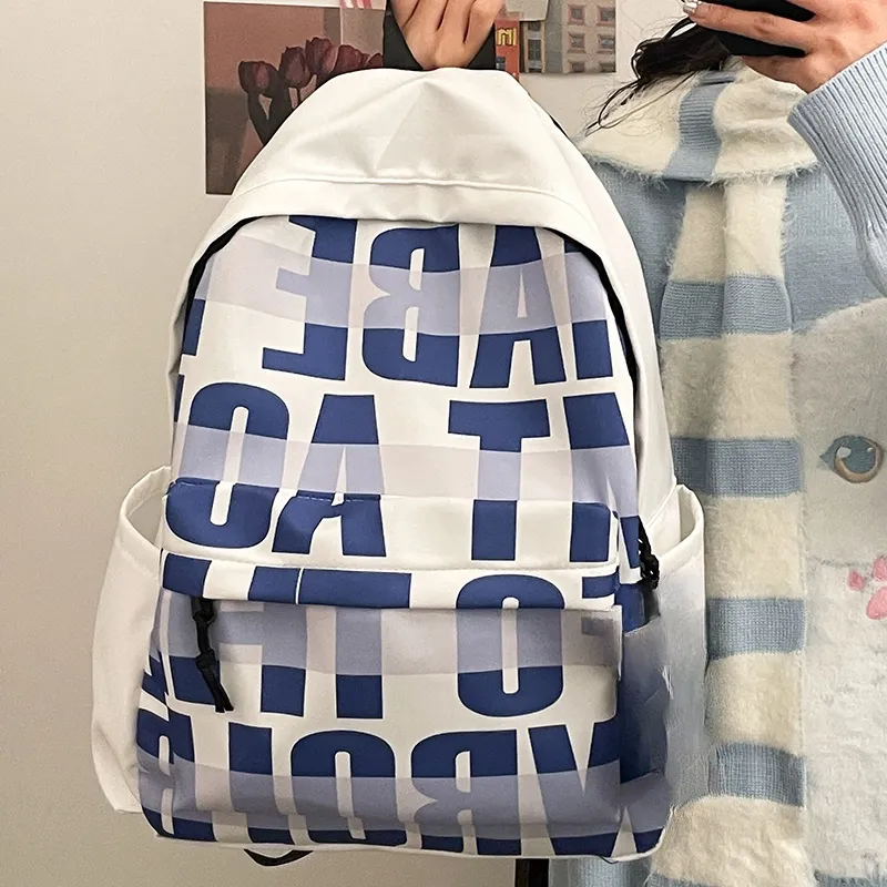 URBAN FOREST Nylon Backpack Unisex Light Blue/Dark Blue/Green/Black-8