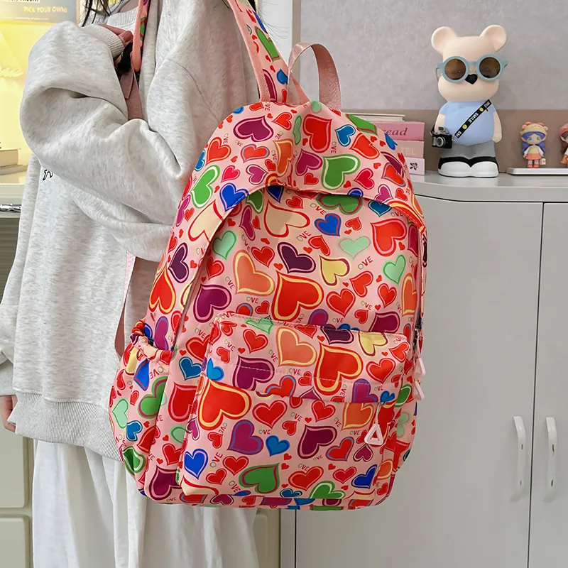 URBAN FOREST Nylon Backpack Unisex Heart Shaped/Strawberry Themed-3