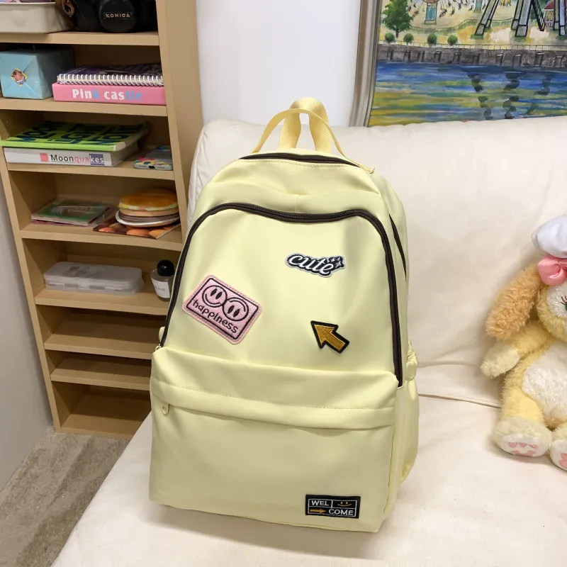 URBAN FOREST Nylon Backpack Unisex White/Black/Yellow/Green-12