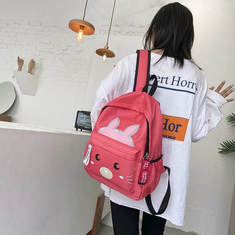 URBAN FOREST Nylon Backpack Regular Unisex Black/Pink/Watermelon Red/Green-12