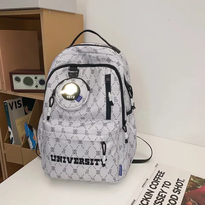 URBAN FOREST Nylon Backpack Unisex White/Gray/Black/Blue/Coffee-4