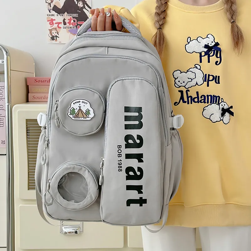 URBAN FOREST Nylon Backpack Regular Unisex Ecru/Light Gray/Black/Yellow/Pink-8