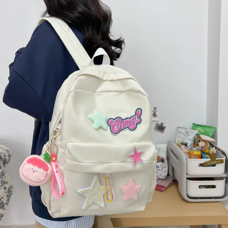 URBAN FOREST Nylon Backpack Regular Women's White/Black/Pink/Yellow/Green-4