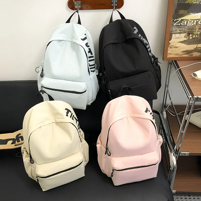 URBAN FOREST Nylon Backpack Unisex White/Black/Blue/Pink-9