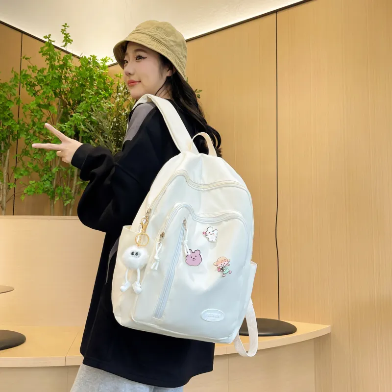 URBAN FOREST Nylon Backpack Unisex Light Yellow/Light Green/Ivory/Black-16