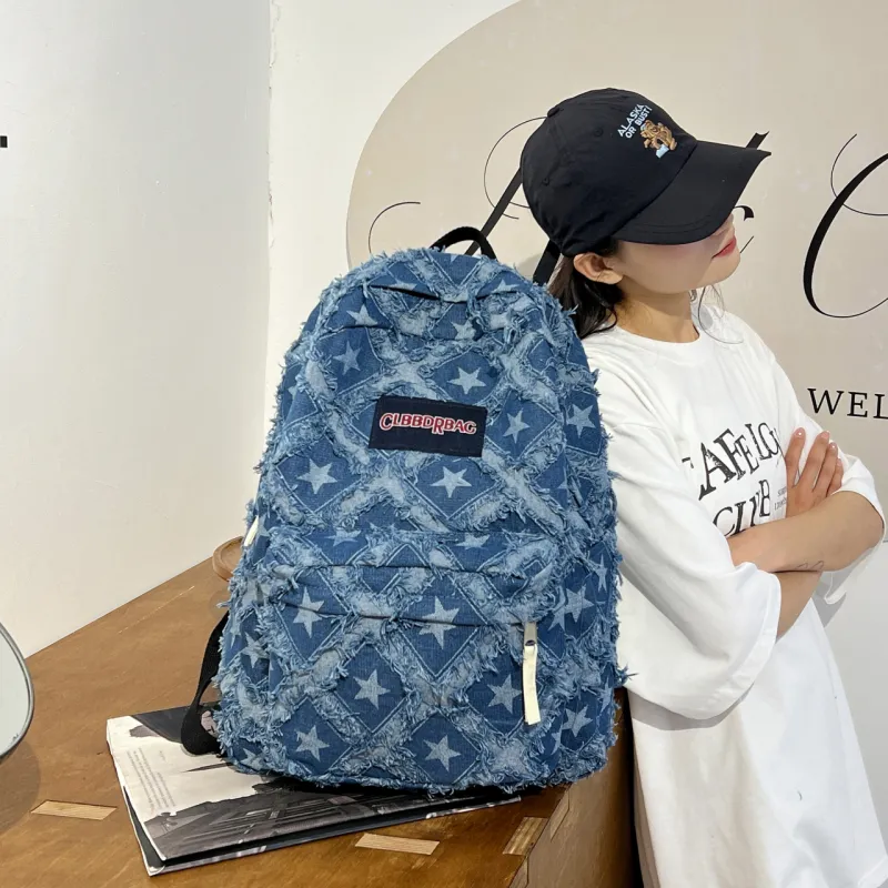 URBAN FOREST Denim Backpack Unisex Blue/Dark Blue/Light Blue-1